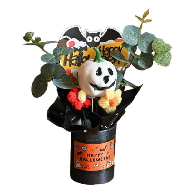 Ramo de cabeza de calabaza de Halloween, adorno de fantasma de calabaza, decoración, mini flor blanco