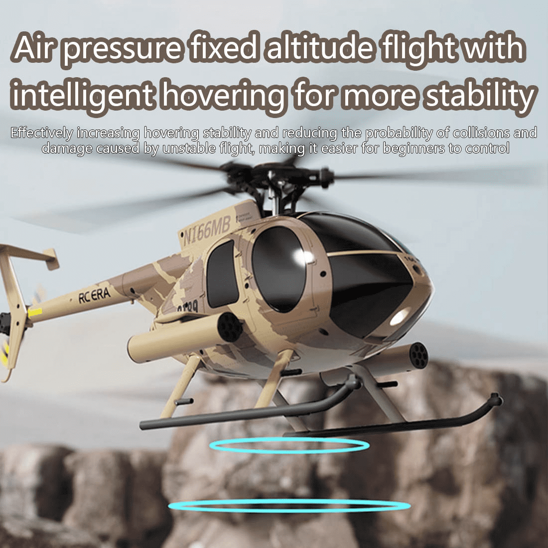 RC-ERA C189 MD500 Little Bird RC Helicopter 4CH 2.4G Brushless Aircraft with Altitude Hold, Optical Flow Option, 6 Axis Gyro, One Key Takeoff Landing, RTF for Adult Beginners - 1 Battery