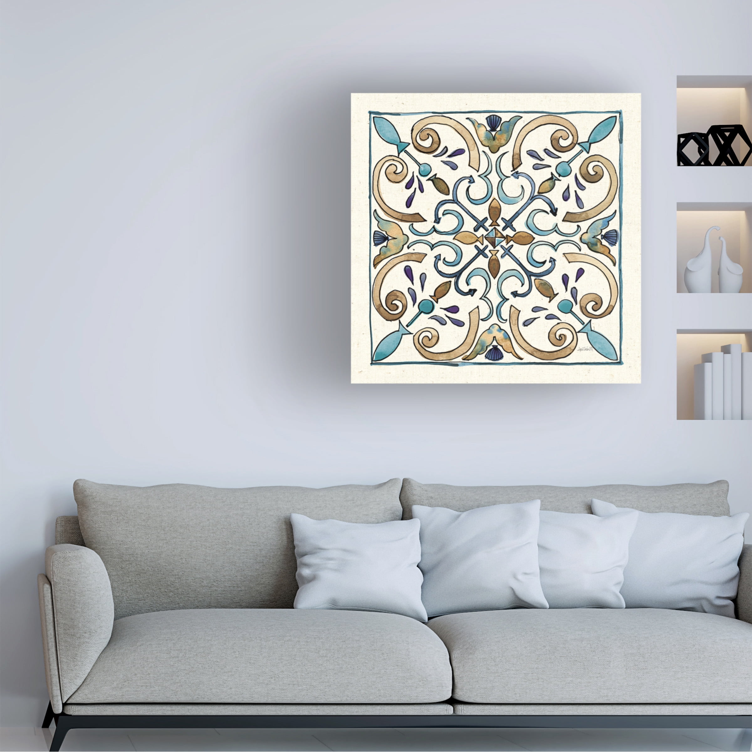 Anne Tavoletti 'Coastal Breeze Tile I' Canvas Art