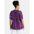 thumbnail image 3 of Terra & Sky Women's Plus Sizes Short Sleeve Peasant Top, 3 of 5