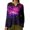 Dark Purple, variant on Planets Sun Universe Outer Science T Shirt Women Summer 3/4 Sleeve Tops V Neck Loose Fit Blouse Tee