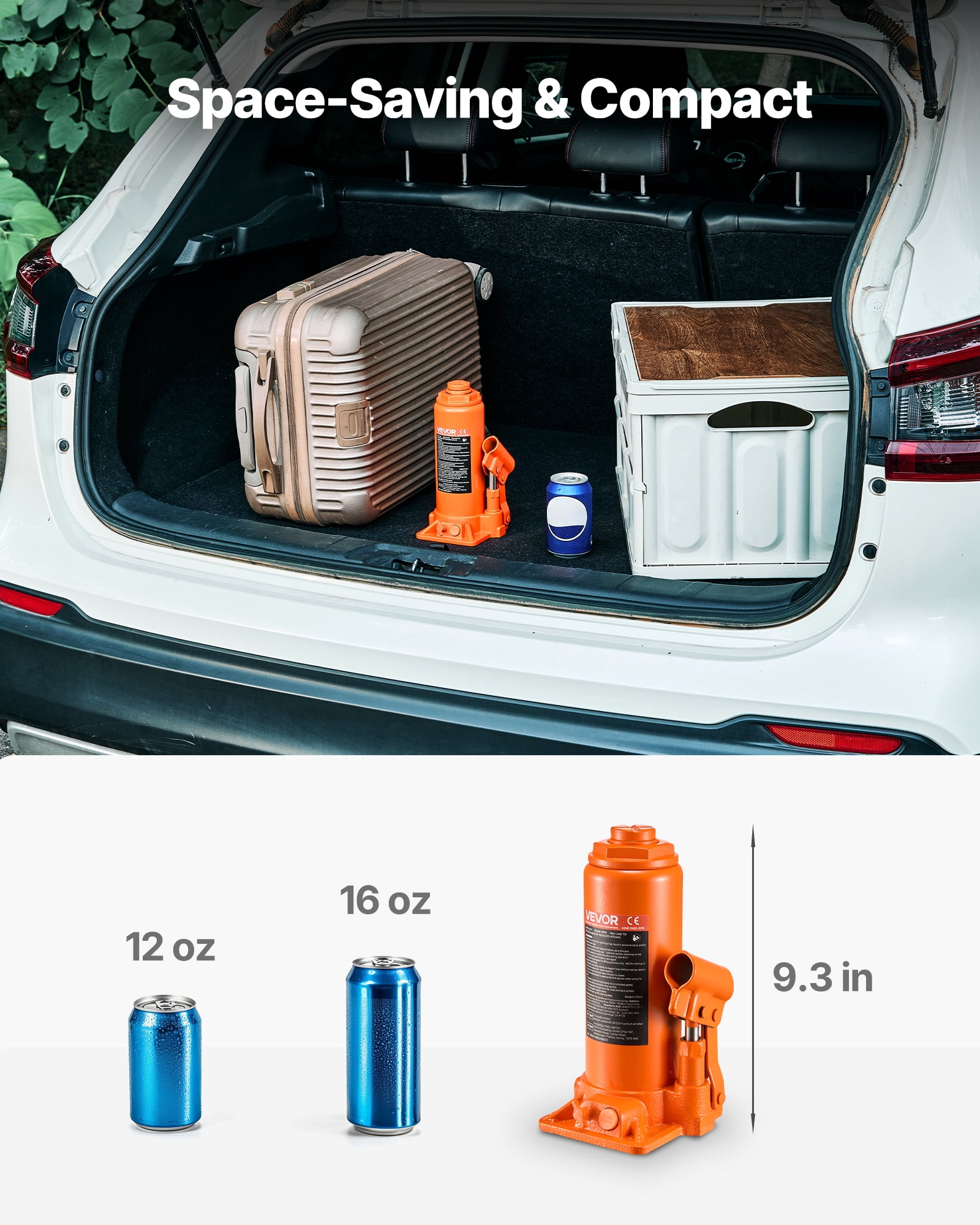 VEVOR Hydraulic Bottle Jack, 10 Ton (22046 lbs) Capacity, 9.3-18.5 Inch Lifting Range, Heavy Duty Welded Bottle Jack