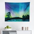 thumbnail image 1 of Aurora Borealis Tapestry, Pattern of a Winter Landscape with Wooden Boat Galaxy Nobody Cosmos Image, Fabric Wall Hanging Decor for Bedroom Living Room Dorm, 2 Sizes, Multicolor, by Ambesonne, 1 of 1