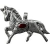 Red Coral Gemstone Handmade Fine Engraving by Artisans Beautiful Galloping Horse Ethnic Unique Designer Gypsy Boho Fashion 925 Oxidized Silver Plated Pendant for Women & Men
