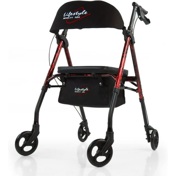 Lifestyle Mobility Aids Royal Universal Aluminum 4 Wheel Rollators Laser Red