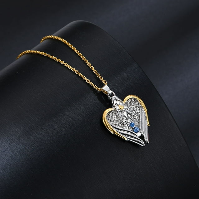 SIfdSeng Collier pour Femme Mode Rétro Ange Amour Diamant Guardia N Bicolore
