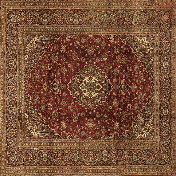 Ahgly Company Indoor Square Medallion Brown Traditional Area Rugs, 8' Square