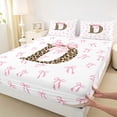 thumbnail image 4 of Erosebridal Chic Leopard Pattern Queen Sheet Sets,Brown Alphabet D Bed Set For Bowknot Girls 4 Pieces, 4 of 6