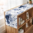 thumbnail image 6 of Blue Floral Art 70 Inch Table Runner, Watercolor Botanical Spring Flowers Farmhouse Dresser Scarf Cotton & Linen Tablerunner for Dining/Kitchen Island/Holiday Party Décor 13" x 70", 6 of 9