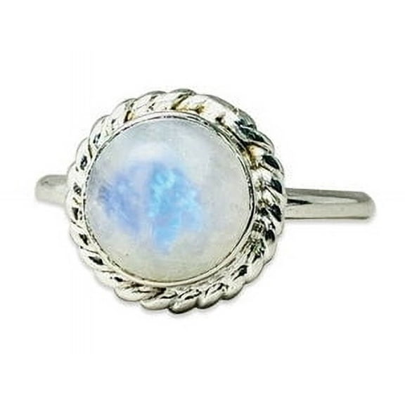 Heaven Crafts Natural Rainbow Moonstone Ring Sterling Silver 925 Handmade Boho Dainty Jewelry