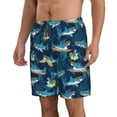 thumbnail image 2 of Sikiie Cartoon Surfer Sharks Print Men's Beach Shorts, High Elastic Quick-drying Shorts - with Drawstring and Slip Pockets, Suitable for Beach, Sports, Vacation-Medium, 2 of 6