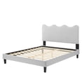 thumbnail image 4 of Platform Bed Frame, Twin Size, Grey Gray, Velvet, Modern Contemporary, Bedroom Master Guest Suite Room, 4 of 12