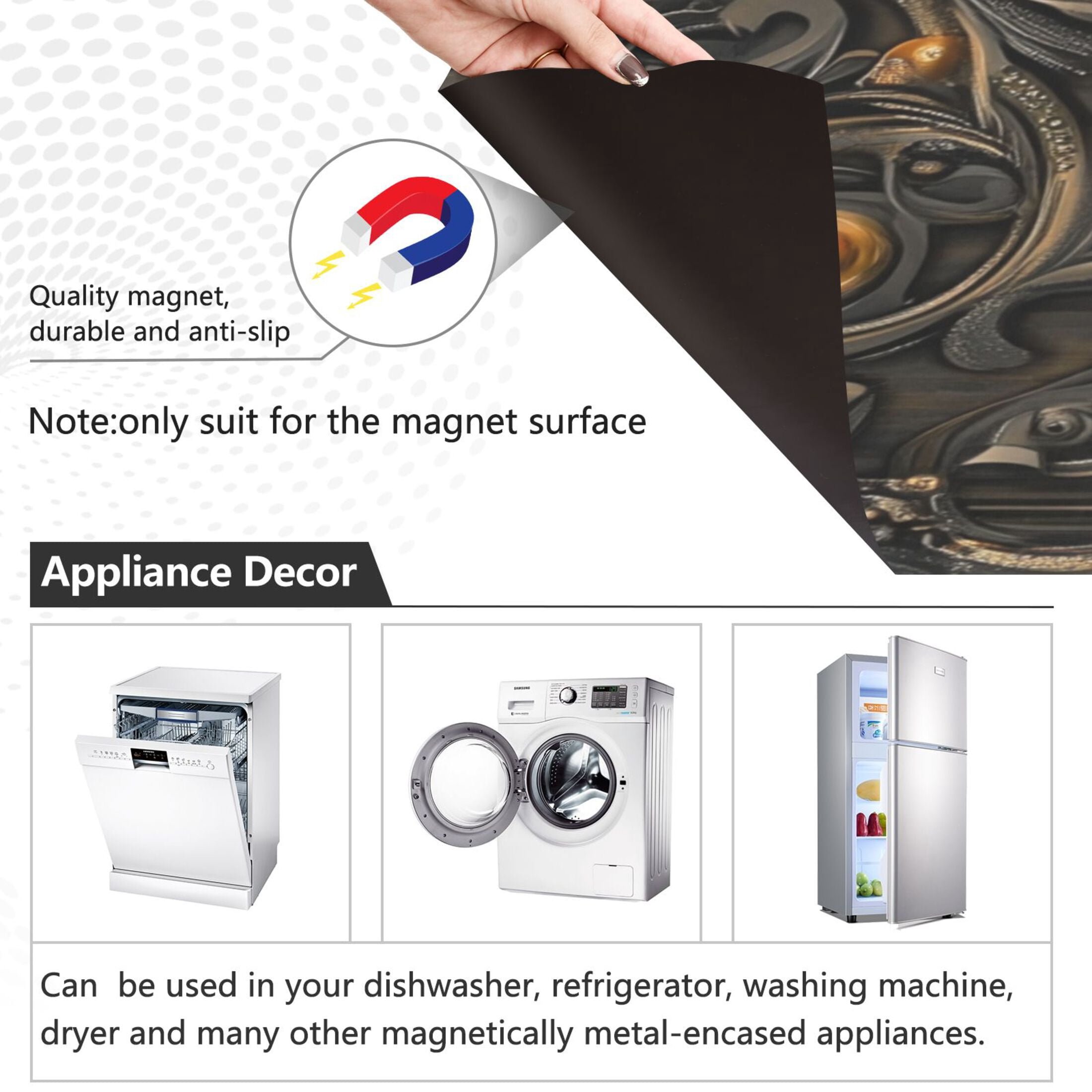 Dishwasher Magnetic Sticker 23x26 Inch Refrigerator Magnetic Sticker Washing Machine Magnetic Sticker Kitchen Panel Magnetic Sticker Home Decor Steampunk Style Gears
