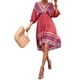 thumbnail image 3 of TRKIYQC Vestido Retro para Mujer, Media Manga Estampado Floral Dobladillo Irregular Cuello en V Casual Club Party Vestido de una Sola Pieza TRKIYQC moda, 3 of 7