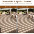 thumbnail image 2 of Enyhom Waterproof Outdoor Rug 6'x9', Reversible Striped Patio Rug, Plastic Straw Outdoor RV Carpet for Outsides, Patio, Camping, Balcony, RV and Deck, Brown/Beige, 2 of 5