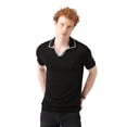 thumbnail image 6 of Avva Men's Regular Fit, Short Sleeve, Polo Neck, Sweater-Knitwear Plain T-Shirt, Medium, Black, 6 of 7
