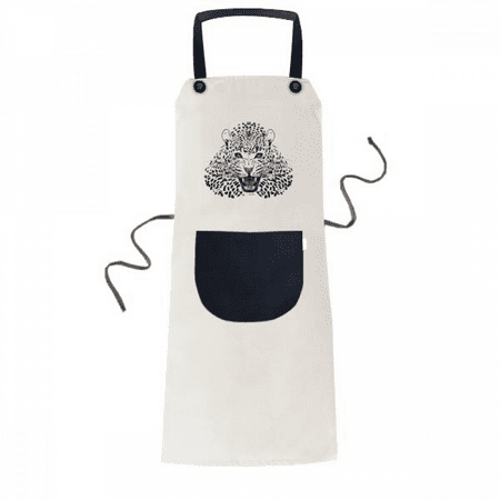 

Tiger Head Close-up King Animal Apron Adjustable Bib Cotton Linen BBQ Kitchen Pocket Pinafore