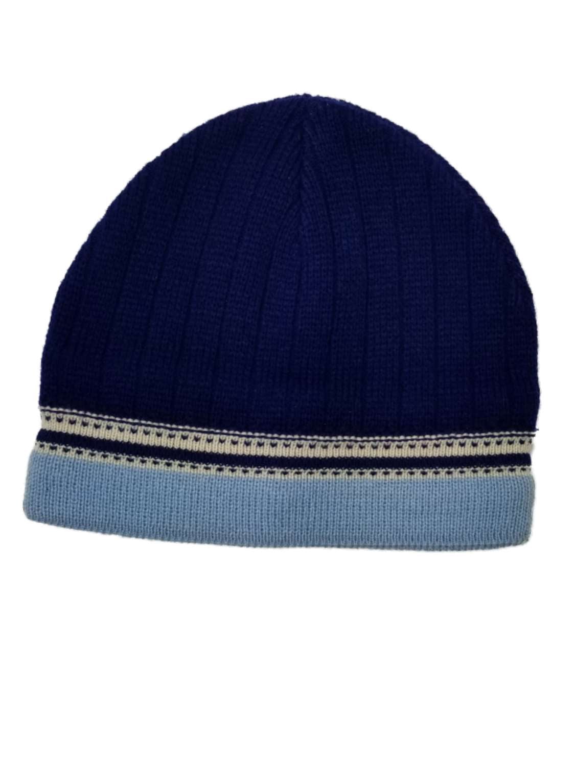 Paris Men's Blue with Light Blue Stripe Beanie Stocking Cap Hat