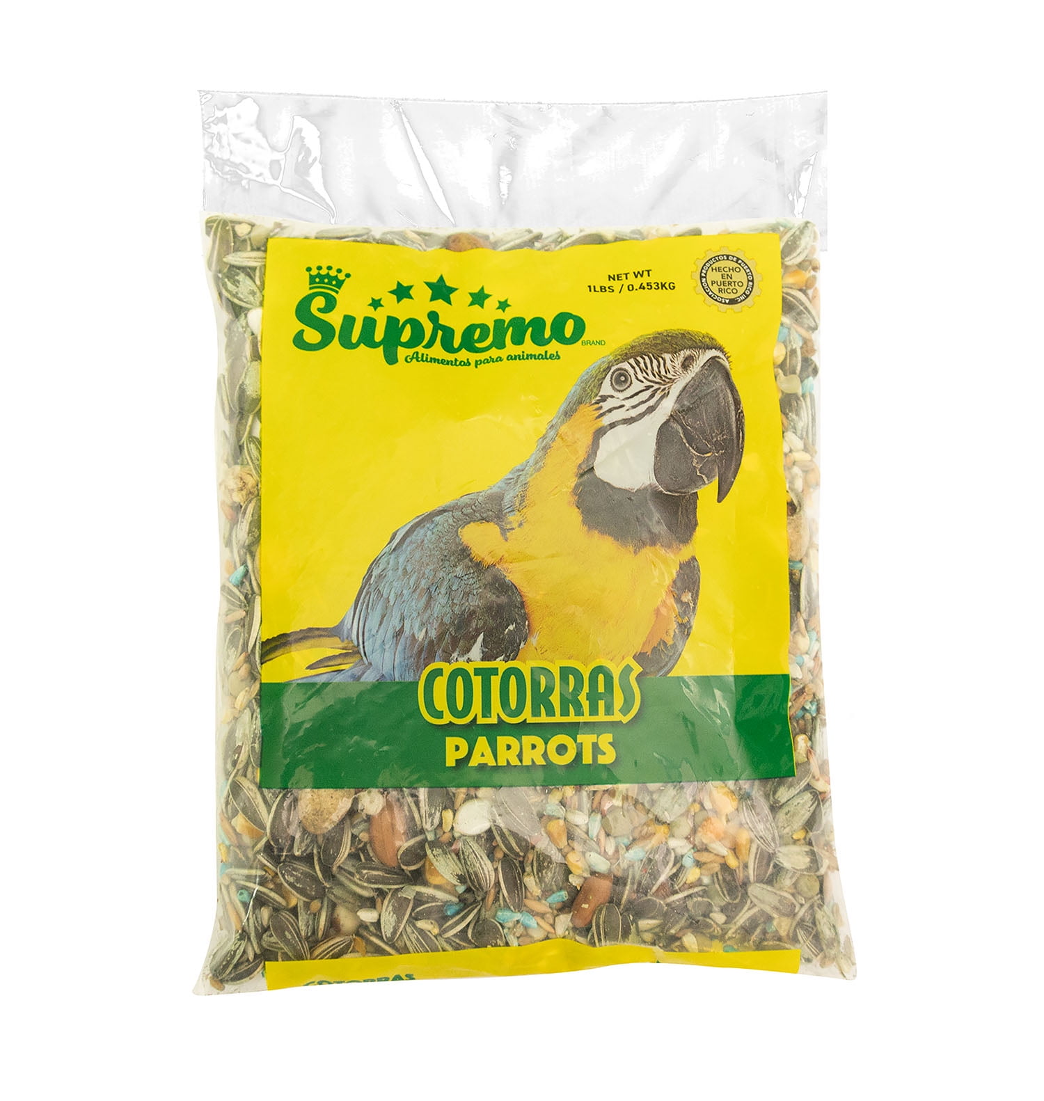 (4 pack) Supremo Cotorra & Guacamayos, Bird Seed, 1lb, Plastic Bag