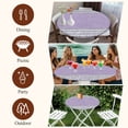 thumbnail image 6 of Purple Silver Stripes Round Tablecloth 45-54 Inch Round Fitted Table Cloth with Elastic Edge, Modern Ombre Abstract Aesthetic Waterproof Table Cover Protector for Outdoor Picnic Party Dining, 6 of 6