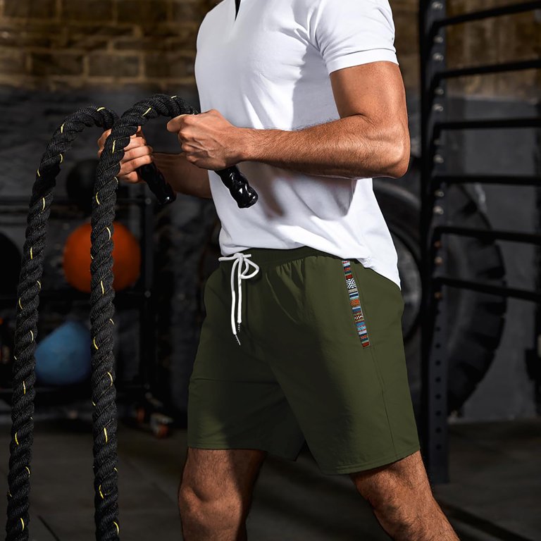 Men's Quick-Dry Hiking & Athletic Shorts - Polyester/Spandex, 9" Inseam, Multiple Pockets