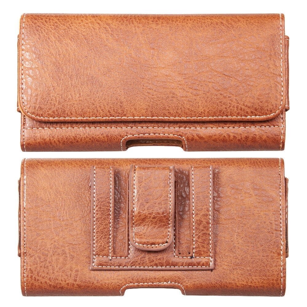 Horizontal Leather Carrying Case Holster with Belt Loop Phone Pouch