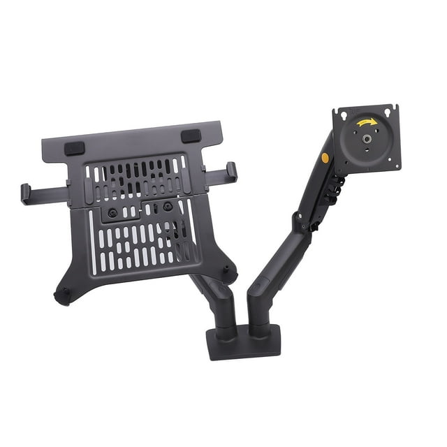 Support de Bureau pour Ordinateur Portable Combiné, Conception 2 en 1 Réglage Vertical ±90 Rotation à 360 Écran Multifonction et Support pour Ordinateur Portable +85 à -30 Réglages d'Inclinaison pour le Travail