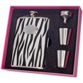 thumbnail image 1 of Visol"Pink Box Zebra" Flask Gift Set, 8-Ounce, Black and White, 1 of 1