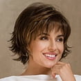 thumbnail image 3 of Aibecy Short Hair Wigs with Bangs Layered Wavy Hair Wig Heat Resistant Synthetic Blonde Mixed Black Brown Natural Color for Women Daily Use, 3 of 7