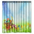 thumbnail image 1 of ABPHQTO Happy Easter Basket Eggs Cortina de ducha de poliéster impermeable y ganchos 160x180 cm, 1 of 1