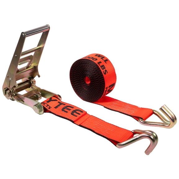 Ratchet Tie-Down Straps with Wire Hook, 3" x 30' Red Ratchet Strap | 15,000 Lbs Breaking Strength | Heavy Duty Tie Down Ratchet Straps for Flatbed, Truck, Trailers Pickup