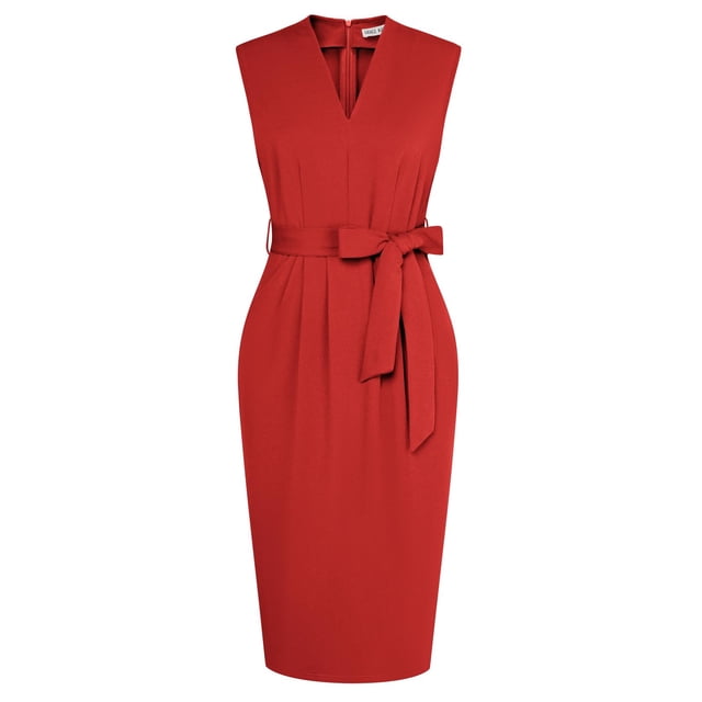 Vestido Grace Karin sin mangas con cuello en V, rojo, para mujer