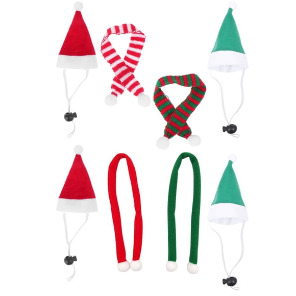 KAKOWELY 4 juegos de disfraces navideños de animales pequeños, estilo navideño, gorro y bufanda de conejillo de indias.