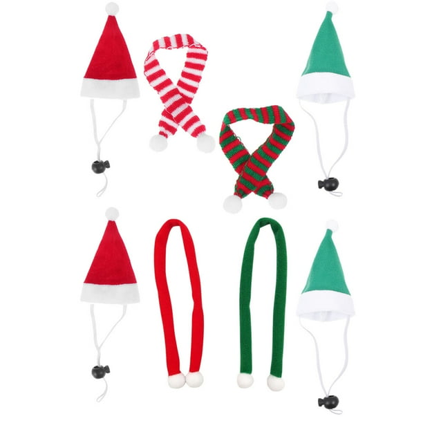 KAKOWELY 4 juegos de disfraces navideños de animales pequeños, estilo navideño, gorro y bufanda de conejillo de indias.