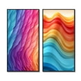 thumbnail image 2 of Designart "Retro Pastel Waves Futuristic Abstraction II" Abstract Shapes Framed Wall Art Set Of 2 - Transitional Multicolor Gallery Wall Frame Set For Home Decor, 2 of 6