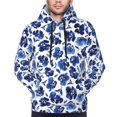 thumbnail image 2 of Bingfone Blue Roses Men's Drawstring Hoodie Long Sleeve Pocket Sweatshirts-3X-Large, 2 of 6
