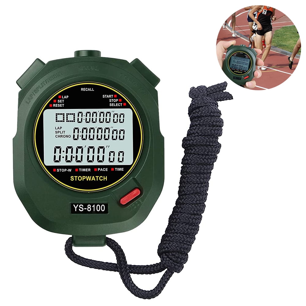 Universal Handheld Digital Running Stopwatch Chronograph Sports Timer 2 Tracks 