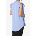thumbnail image 4 of TheMogan Women's S~3X Ruffle Flutter Sleeve Split Neck Hi Low Hem Relaxed Blouse Top, 4 of 7