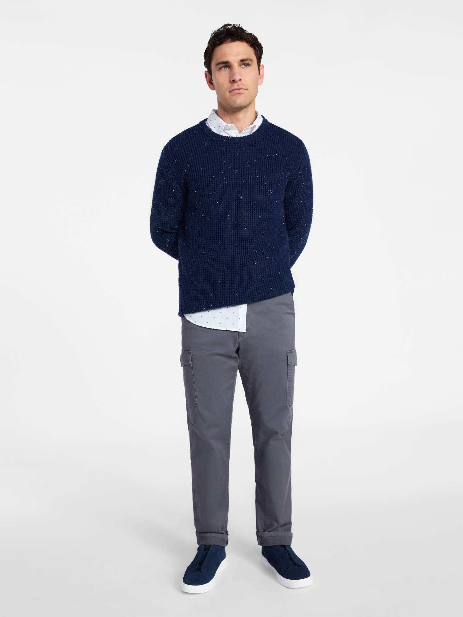 George Men's and Big Men's Waffle Crewneck Sweater with Long Sleeves, Sizes S-3XL