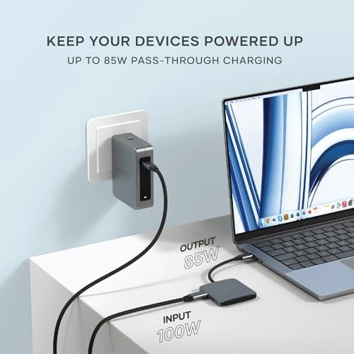 Satechi 4-Port USB-C Hub with 100W Power Delivery Pass-Through & 10Gbps USB 3.2 Gen 2 Data Transfer for MacBook Pro/Air, iPad Pro, Surface, Chromebook & More (Space Gray)