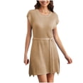 thumbnail image 2 of LOVZFMLL Robe pour Femme Mode Grande Fente Mi-Longue Robe pour Femme Kaki P, 2 of 9