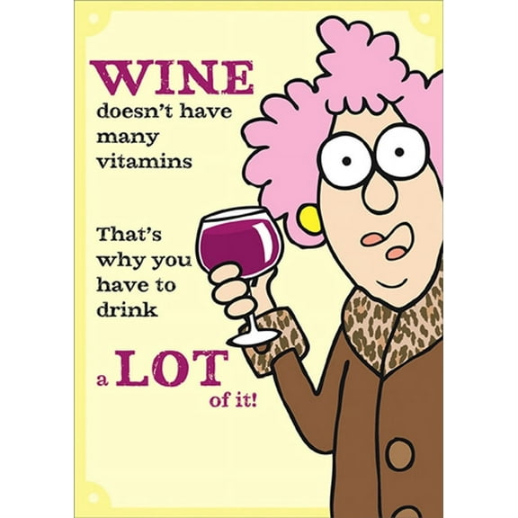 RSVP Wine Doesn't Have Many Vitamins Funny / Humorous Feminine Birthday Card for Her : Woman : Women