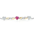 thumbnail image 2 of Gem Stone King 925 Silver and 10K Yellow Gold Pink Created Sapphire Lab Grown Diamond Bracelet for Women Set with Moissanite (1.47 Cttw), 2 of 3