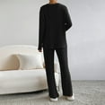 thumbnail image 6 of FYMNSI Womens Pajama Sets Long Sleeve Pjs Lounge 2 Piece Outfit Ribbed Knit V Neck Sleepwear with Pockets M Black, 6 of 6