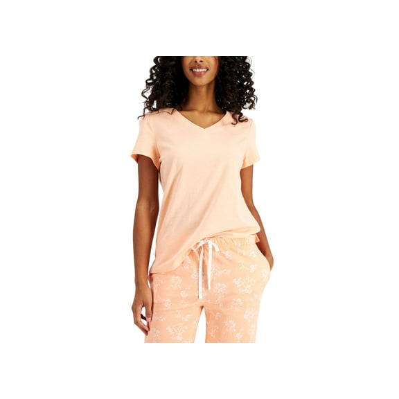Charter Club Everyday Cotton V-Neck Pajama T-Shirt Peach Nectar S
