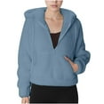 thumbnail image 3 of cocolona Womens Fuzzy Hoodies Long Sleeve Half Zip Sweatshirts Casual Jacket Fall Winter Fleece Warm Coats with Pockets, 3 of 8