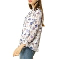 thumbnail image 5 of MODA NOVA Junior's Long Sleeve Tie Neck Ruffle  Floral Print Top White L, 5 of 7