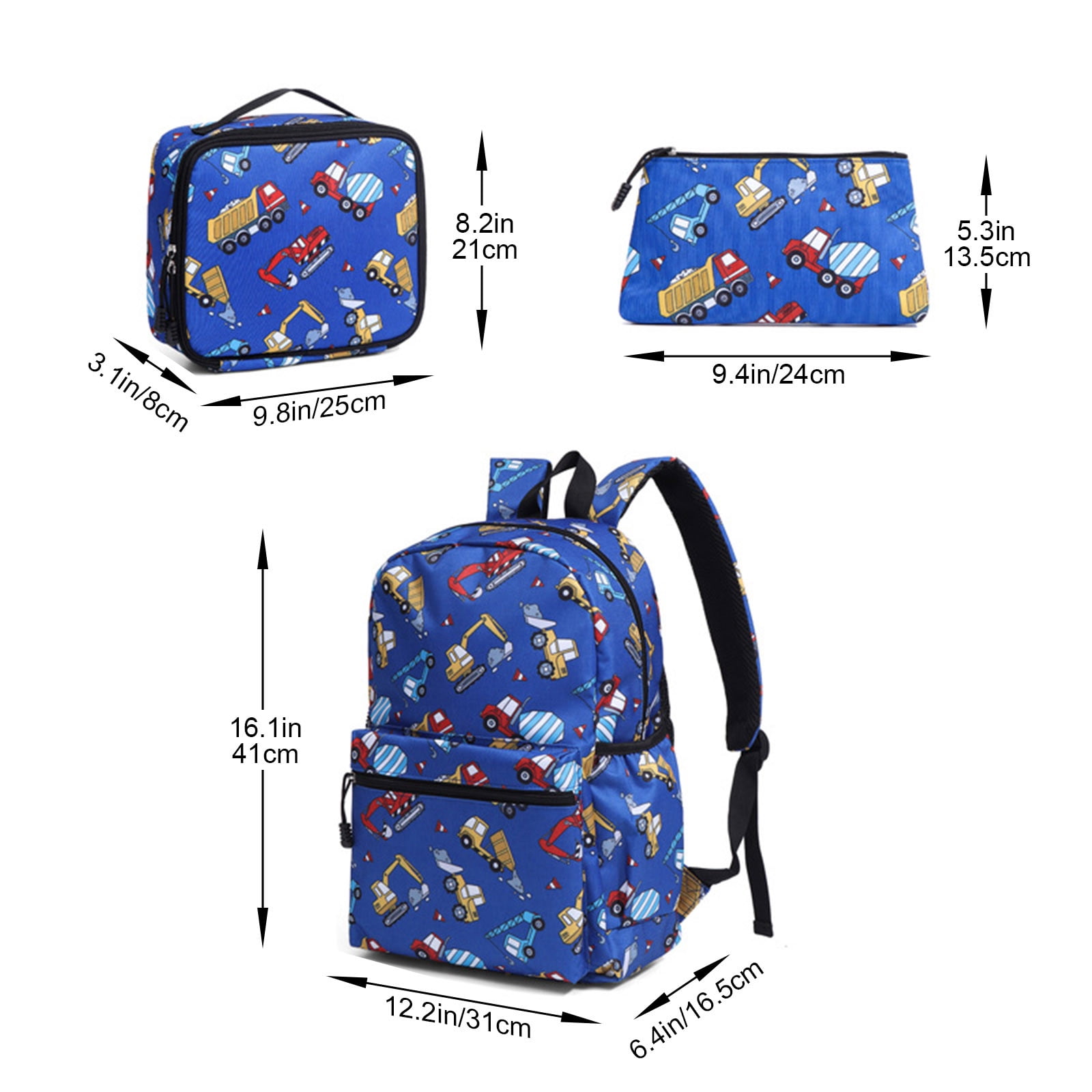 Backpack for Young Adults 3-Piece Set with Pencil Case Durable for 1-3 Grade Collage Users