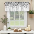 thumbnail image 3 of Black Eucalyptus Leaves Valances for Windows, Rod Pocket Kitchen Valance Curtains - Soft & Washable Small Window Treatment for Living Room, Bathroom, Berry Branch Nature Plant 54x18inch, 1 Panel, 3 of 9