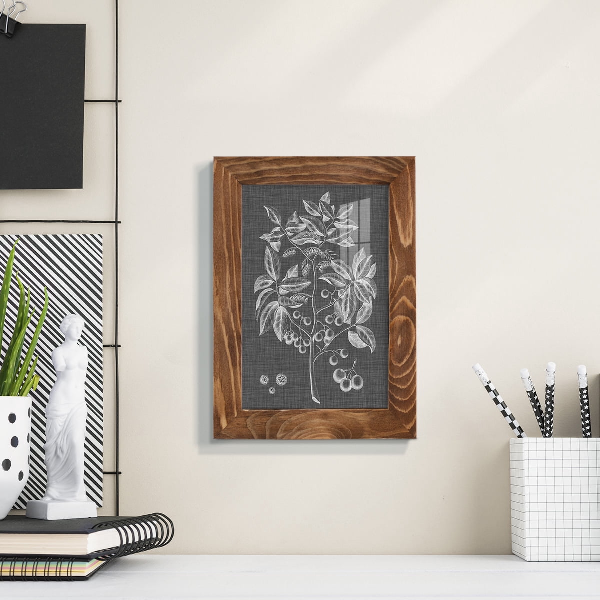 Graphic Foliage VI - Framed Print w/glass - Walnut
